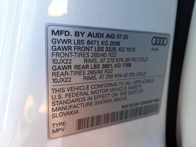 2021 AUDI Q8 PREMIUM WA1EVAF13MD001665