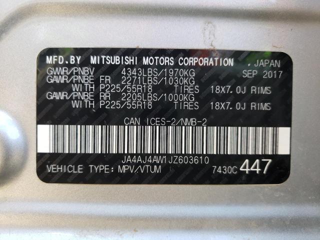 2018 MITSUBISHI RVR SE LIM JA4AJ4AW1JZ603610