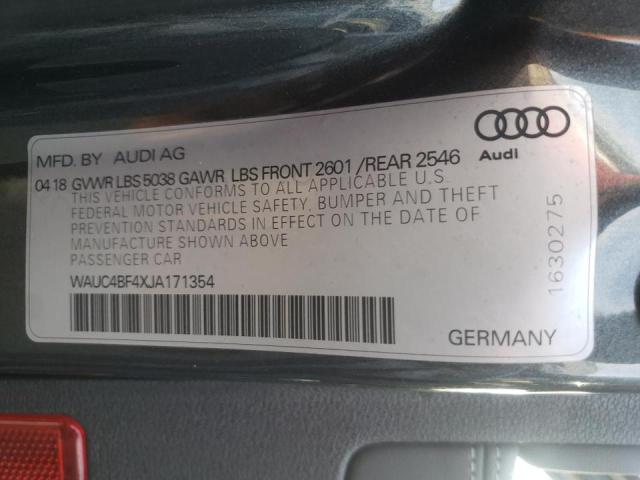 2018 AUDI S4 PRESTIG WAUC4BF4XJA171354