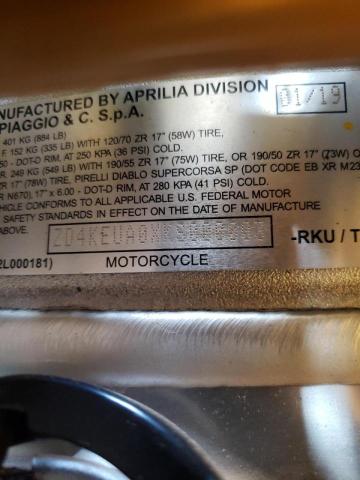 2019 APRILIA RSV ZD4KEUA0XKS000003