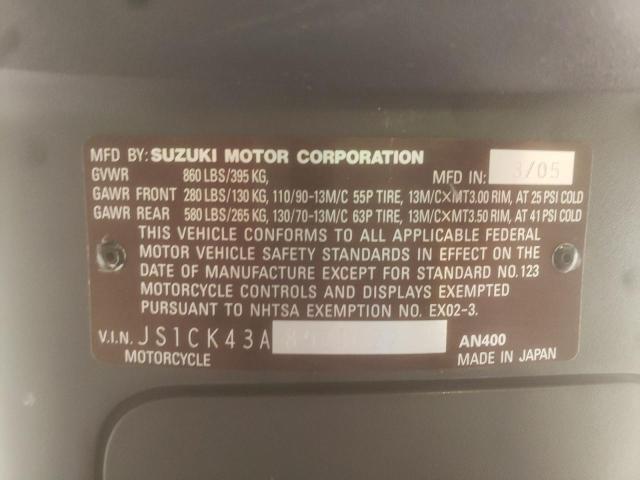 2005 SUZUKI AN400 K3 JS1CK43A852102252