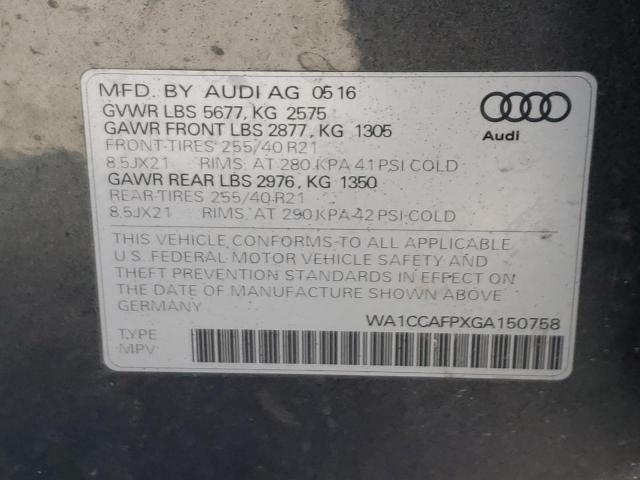 2016 AUDI SQ5 PREMIU WA1CCAFPXGA150758