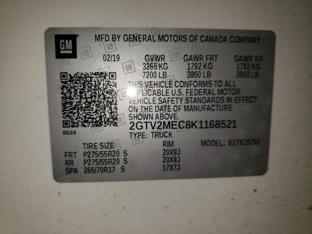 2019 GMC SIERRA LIM 2GTV2MEC8K1168521
