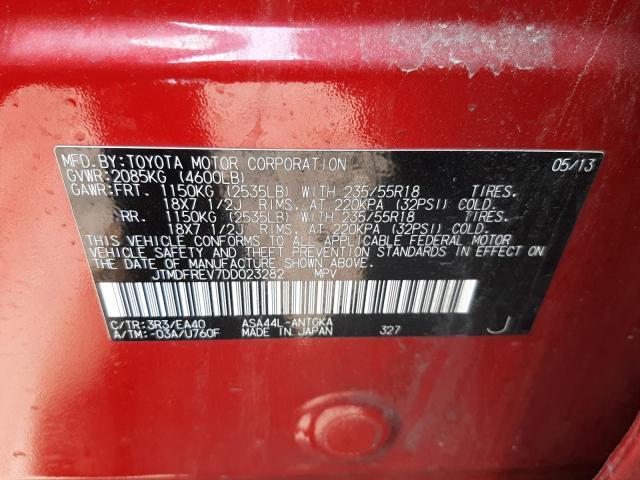 VIN JTMDFREV7DD023282 2013 TOYOTA RAV4 no.10