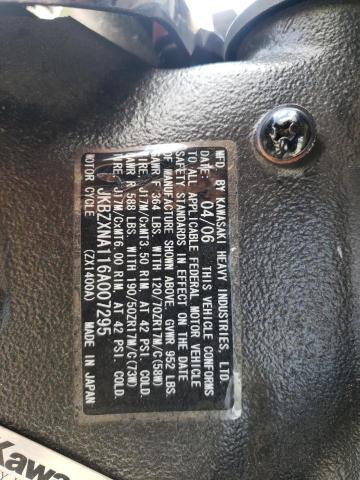 2006 KAWASAKI ZX1400 A JKBZXNA116A007295