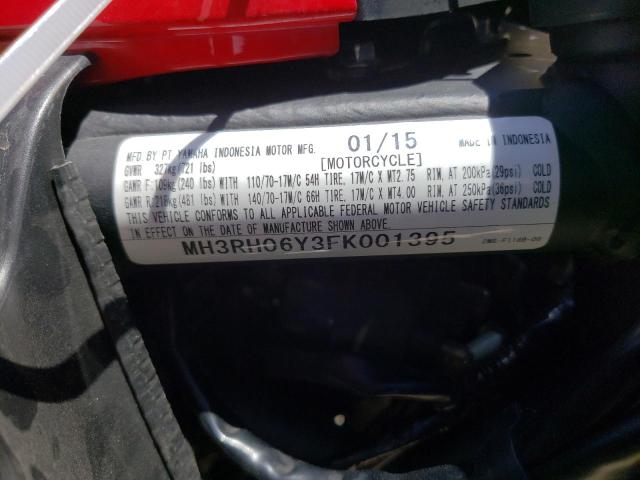 2015 YAMAHA YZFR3 MH3RH06Y3FK001395