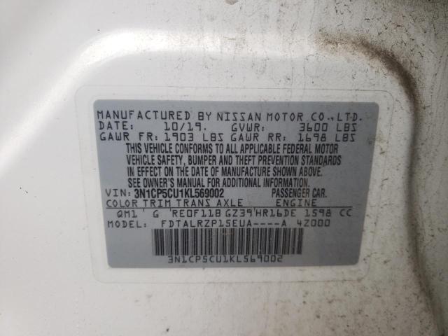 3N1CP5CU1KL569002 Nissan KICKS S