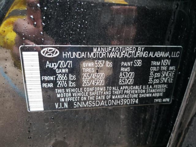 2022 HYUNDAI SANTA FE C 5NMS5DAL0NH390194