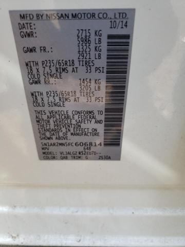 NISSAN PATHFINDER 2015 WHITE Photo 10