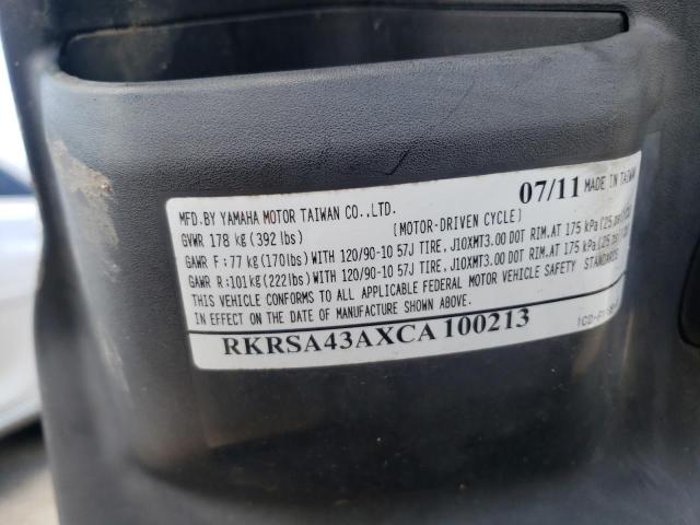 2012 YAMAHA YW50 F RKRSA43AXCA100213