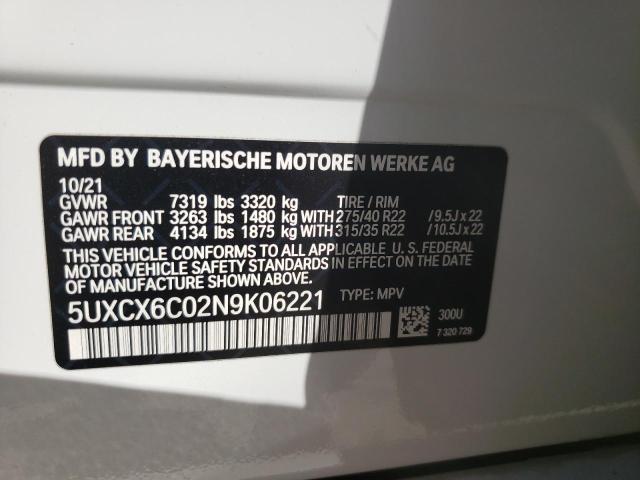 2022 BMW X7 M50I 5UXCX6C02N9K06221