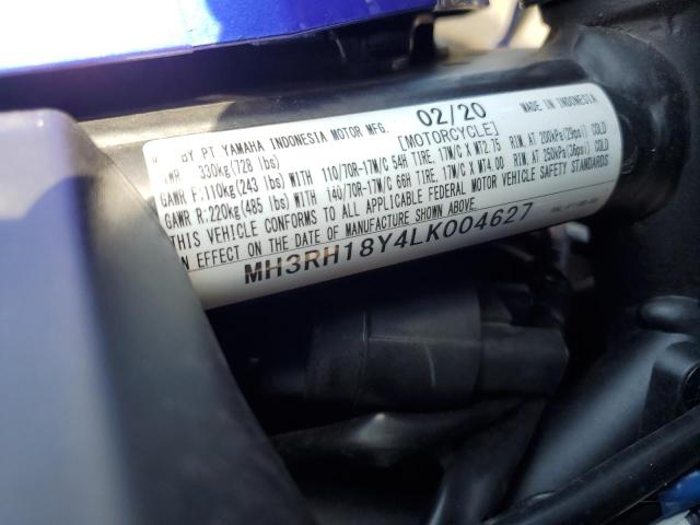 2020 YAMAHA YZFR3 A MH3RH18Y4LK004627