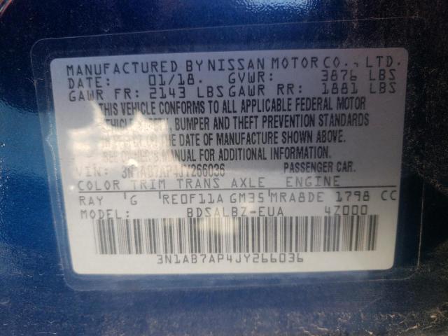 2018 NISSAN SENTRA S/S 3N1AB7AP4JY266036