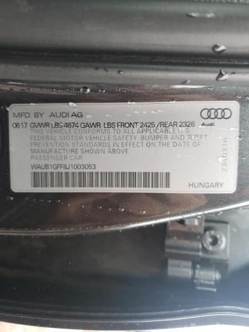 2018 AUDI S3 PREMIUM WAUB1GFF8J1003053
