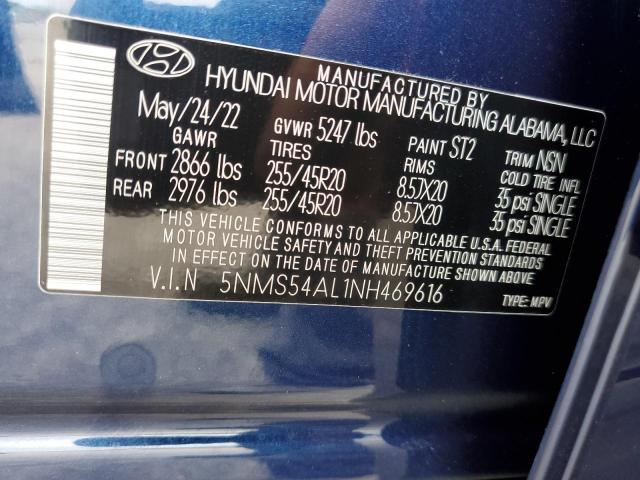 2022 HYUNDAI SANTA FE C 5NMS54AL1NH469616