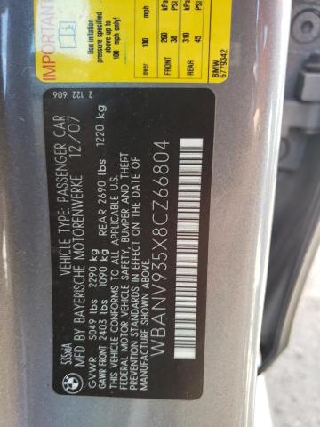 2008 BMW 535 Xi VIN: WBANV935X8CZ66804 Lot: 62853132