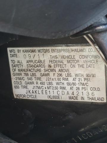2012 KAWASAKI KL650 E - JKAKLEE11CDA42136