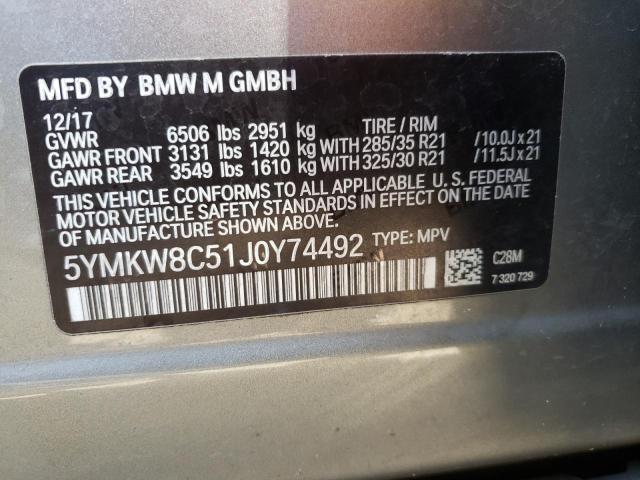 2018 BMW X6 M 5YMKW8C51J0Y74492