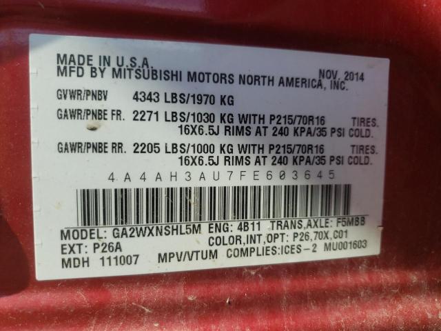 2015 MITSUBISHI RVR SE 4A4AH3AU7FE603645