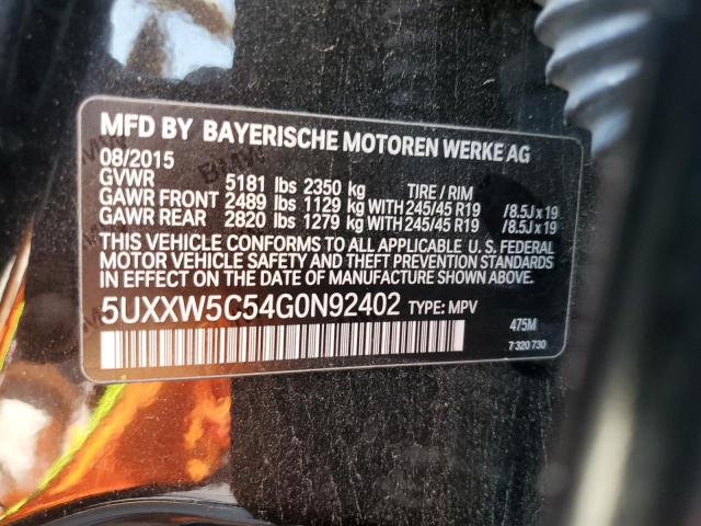 2016 BMW X4 5UXXW5C54G0N92402