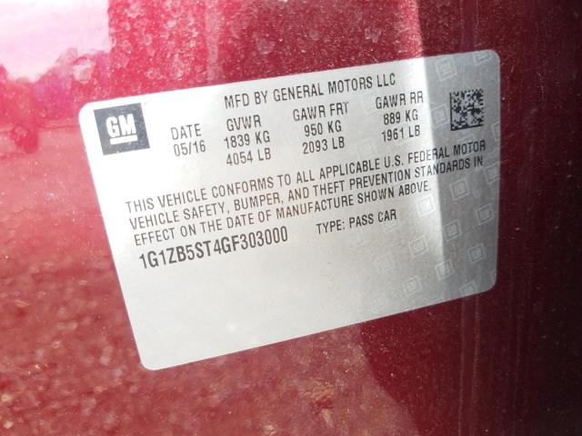 1G1ZB5ST4GF303000 CHEVROLET MALIBU 2016