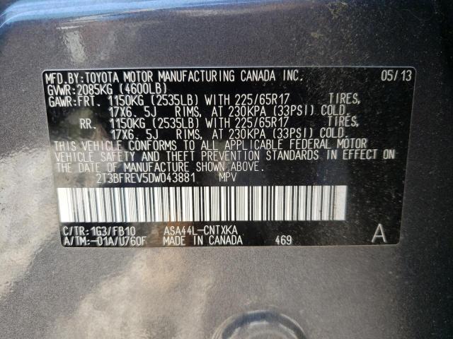 VIN 2T3BFREV5DW043881 2013 TOYOTA RAV4 no.10