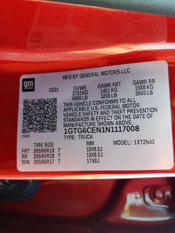 2022 GMC CANYON ELE 1GTG6CEN1N1117008