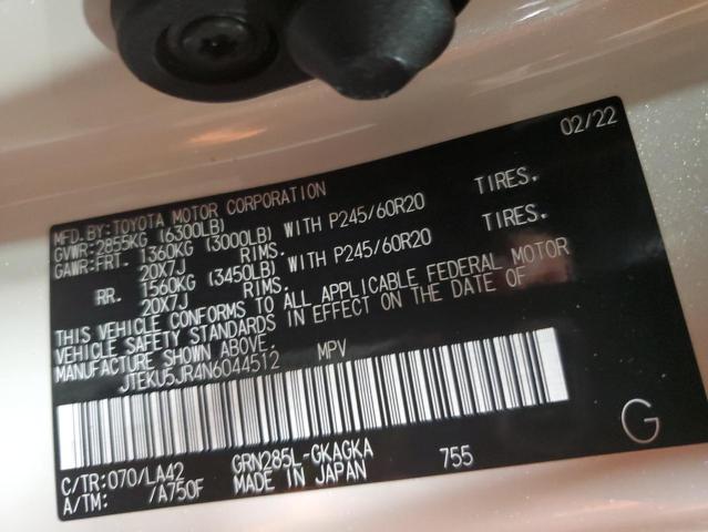 2022 TOYOTA 4RUNNER LI JTEKU5JR4N6044512