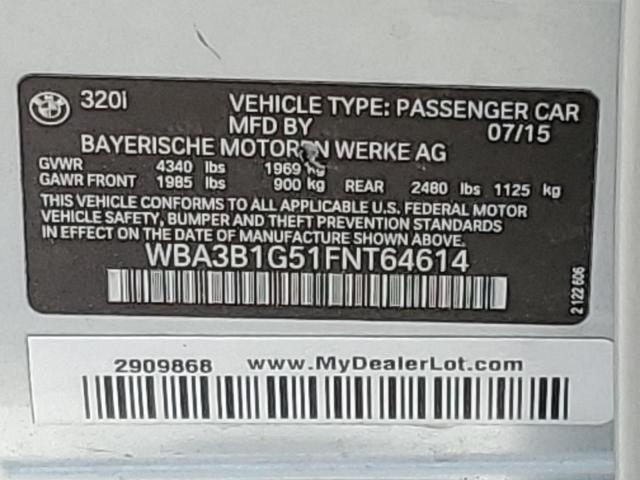 2015 BMW 320 I WBA3B1G51FNT64614