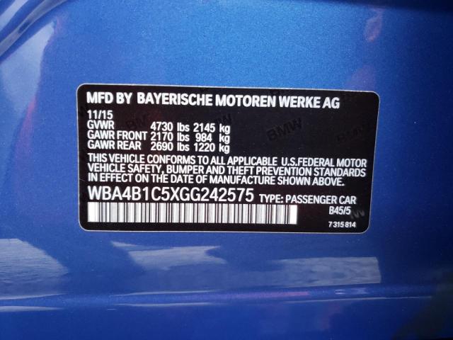2016 BMW 435 I GRAN WBA4B1C5XGG242575