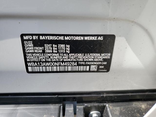2022 BMW M440XI GRA WBA13AW00NFM49284