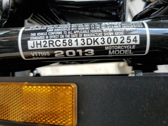2013 HONDA VT750 S JH2RC5813DK300254