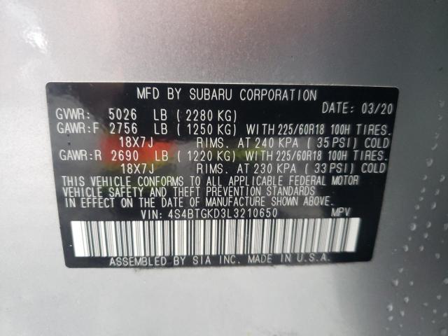 2020 SUBARU OUTBACK ON 4S4BTGKD3L3210650