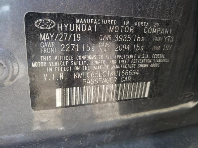 2019 HYUNDAI IONIQ BLUE - KMHC65LC1KU166694
