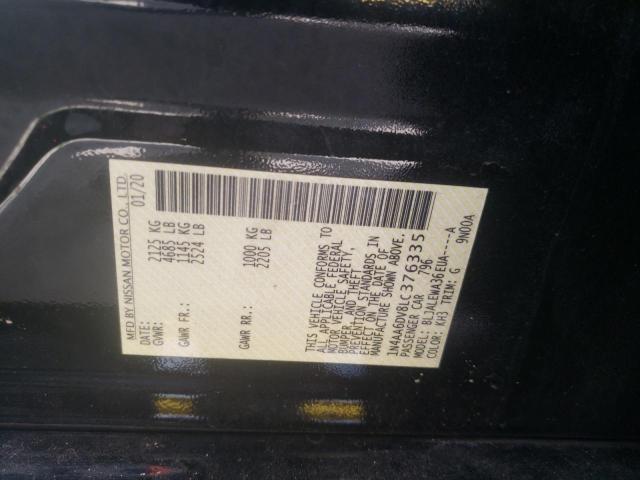 2020 NISSAN MAXIMA SL 1N4AA6DV8LC376335