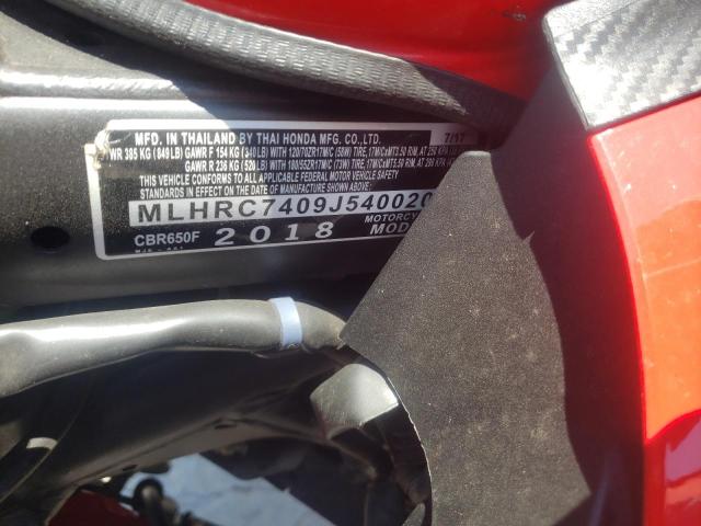 2018 HONDA CBR650 F MLHRC7409J5400206