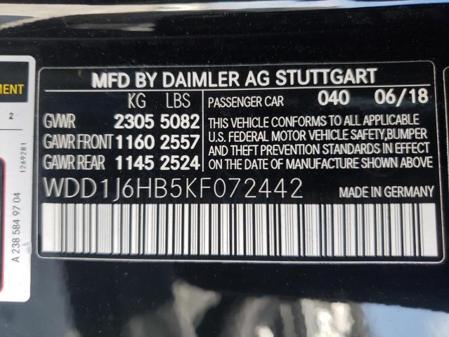 2019 MERCEDES-BENZ E 450 WDD1J6HB5KF072442