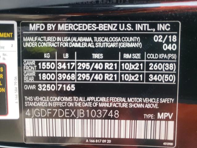 2018 MERCEDES-BENZ GLS 550 4M 4JGDF7DEXJB103748