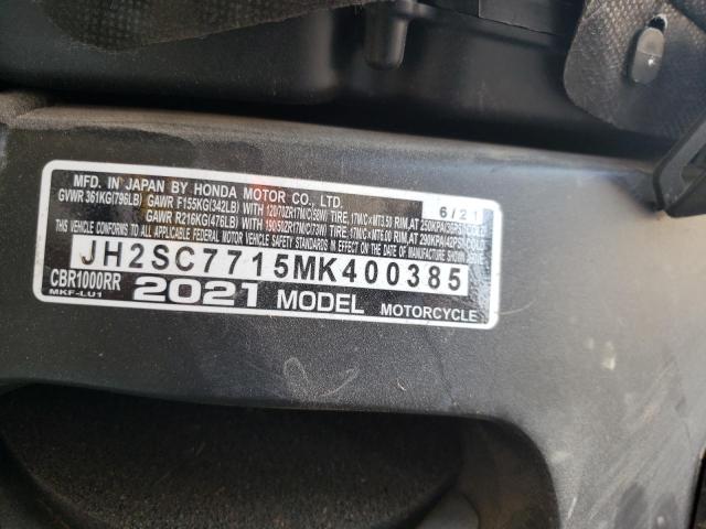 2021 HONDA CBR1000 RR - JH2SC7715MK400385