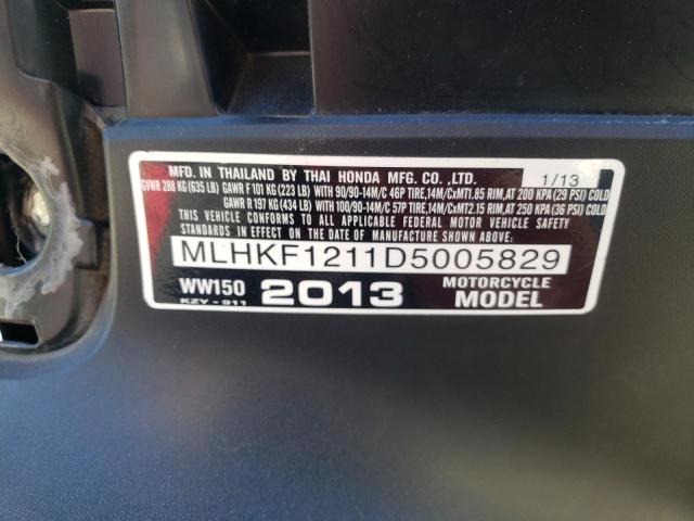 2013 HONDA PCX 150 - MLHKF1211D5005829