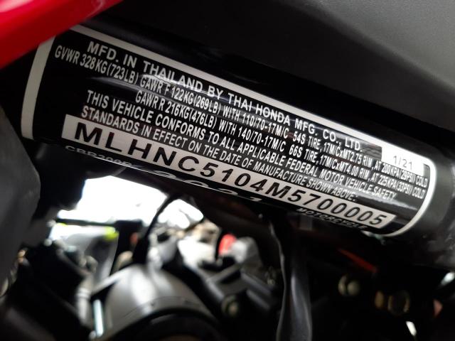 2021 HONDA CBR300 R MLHNC5104M5700005