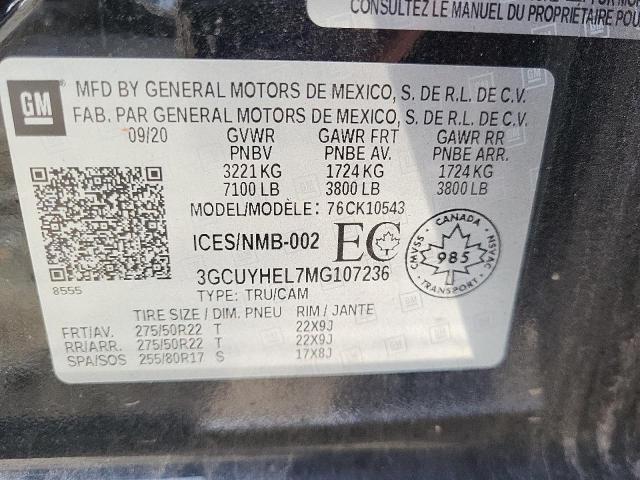 2021 CHEVROLET SILVERADO - 3GCUYHEL7MG107236