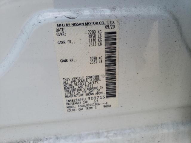 2020 NISSAN LEAF S PLU 1N4BZ1BP7LC309715