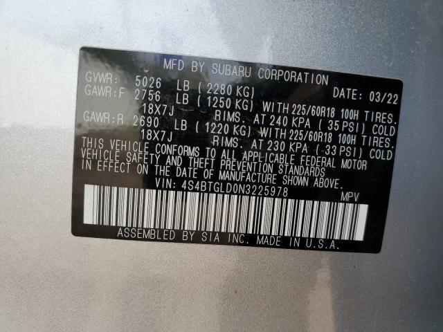 2022 SUBARU OUTBACK ON 4S4BTGLD0N3225978