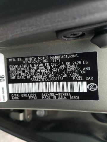 2020 LEXUS ES 300H LU 58AE21B15LU007734