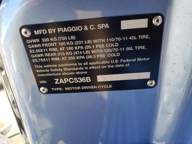 2015 VESPA PRIMAVERA ZAPC536B3F5100810