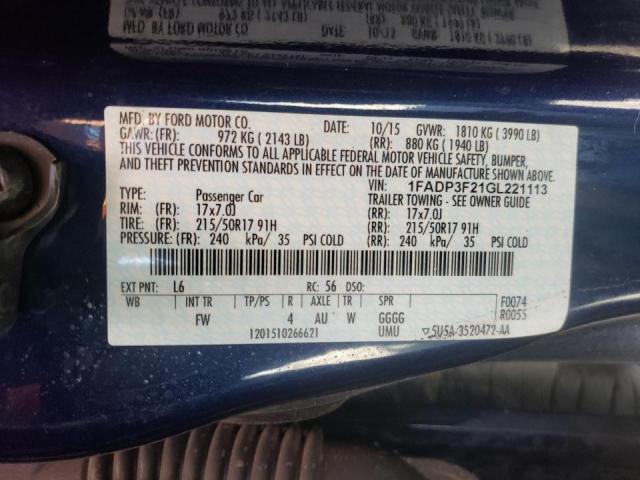 1FADP3F21GL221113 Ford FOCUS SE