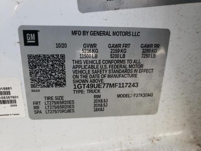 2021 GMC SIERRA 1GT49UE77MF117243