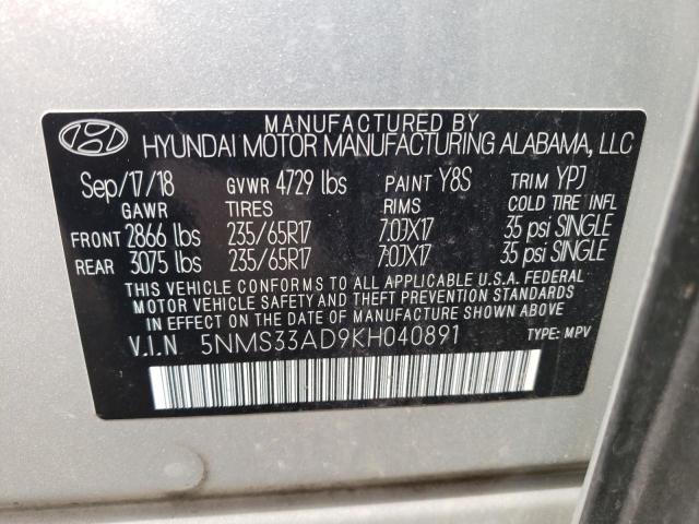 2019 HYUNDAI SANTA FE 4 5NMS33AD9KH040891