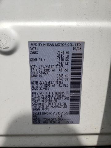 2019 NISSAN ROGUE SV H 5N1ET2MV0KC730759